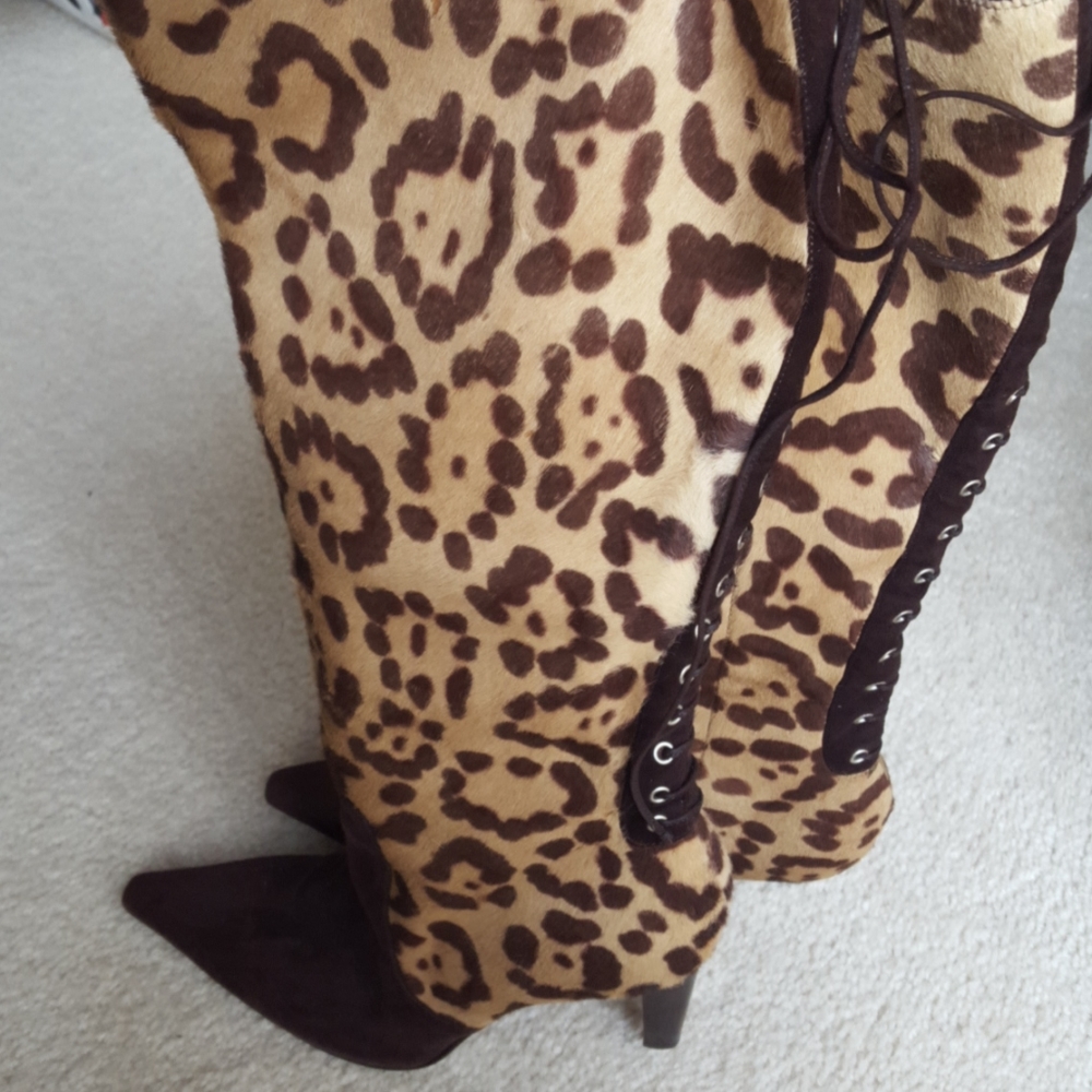 Valentino Garavani Leopard Print Pony Hair Boot - Picture 1 of 8